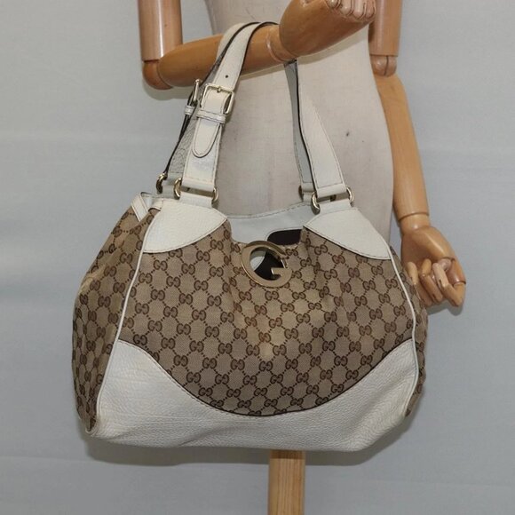 GUCCI GG Canvas Tote Bag Beige Gold 223972 Auth SW1704 - Picture 3 of 16